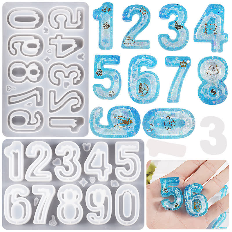 Arabic Numeral Quicksand Pendant Mold (WYD-436)