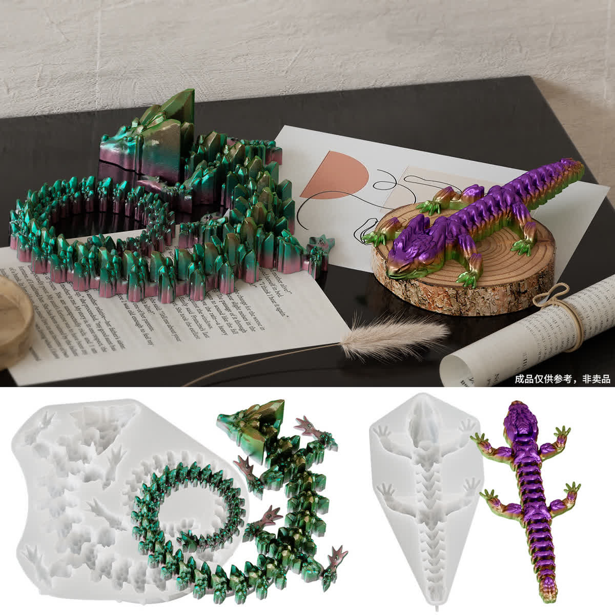 Articulated Dragon Crystal Cluster Resin Mold (WYD-281)