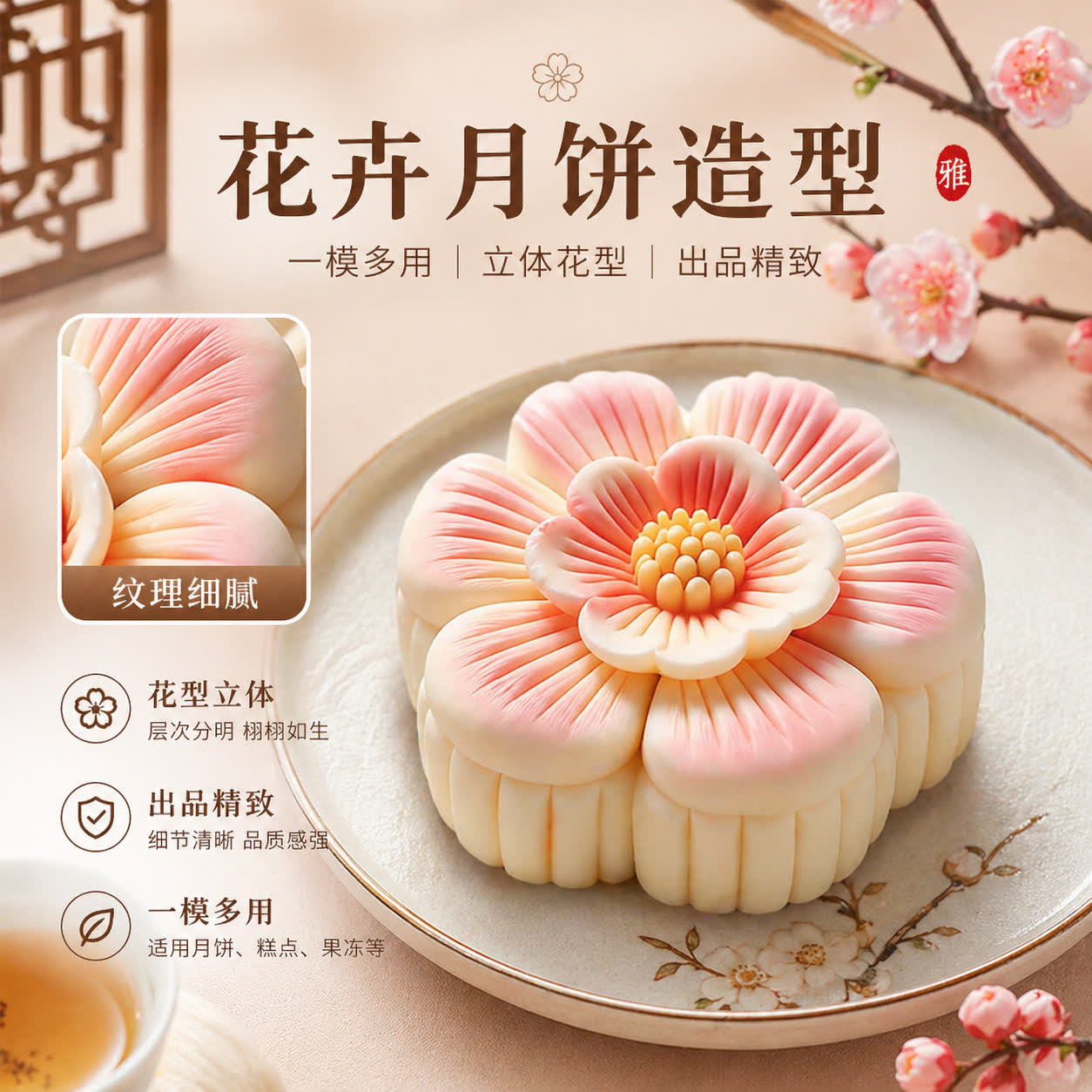 Chinese Flower Mooncake Mold (WYD-569)