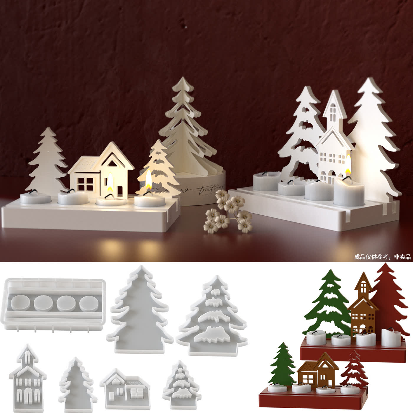 Christmas Candle Holder Gypsum Mold (WYD-262)