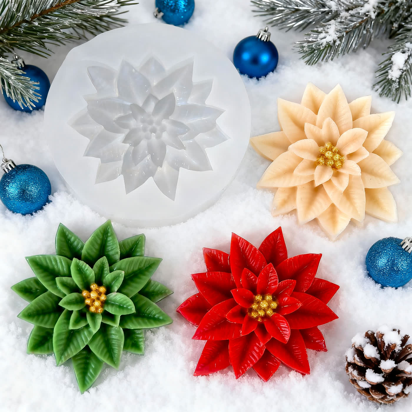 Christmas Holly Leaf Candle Mold (WYD-082)