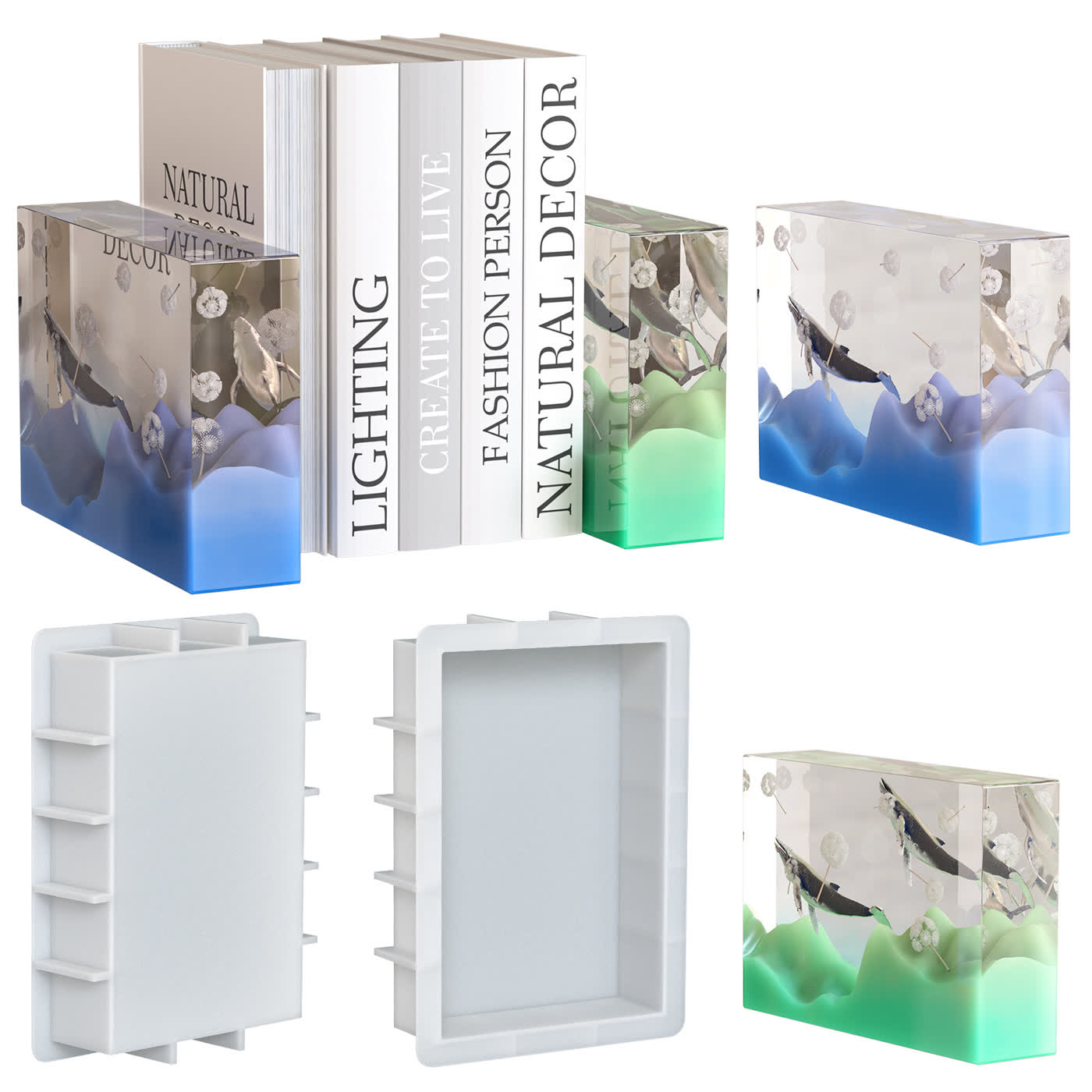 Cuboid Bookend Resin Mold (WYD-290)