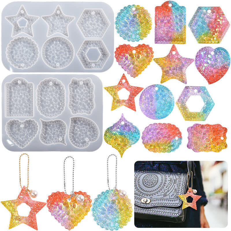 Diamond Pattern Five Star Pendant Mold (WYD-417)