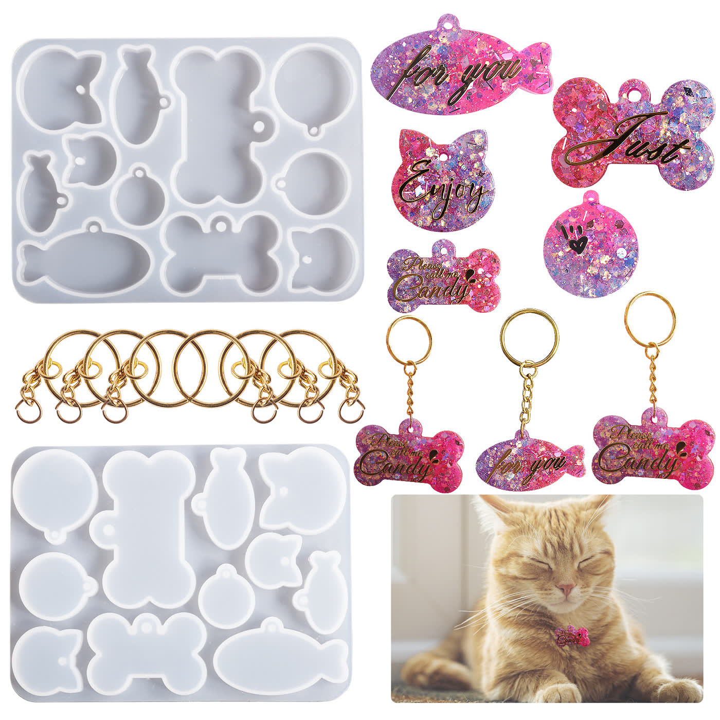 Kitten Pet Tag Pendant Mold (WYD-373)