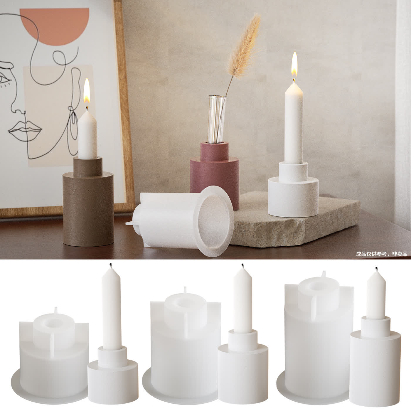 Round Candle Holder Gypsum Mold (WYD-206)