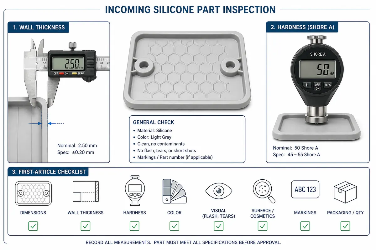 Shore and caliper inspection diagram