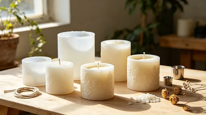 Poured candles from a silicone mold