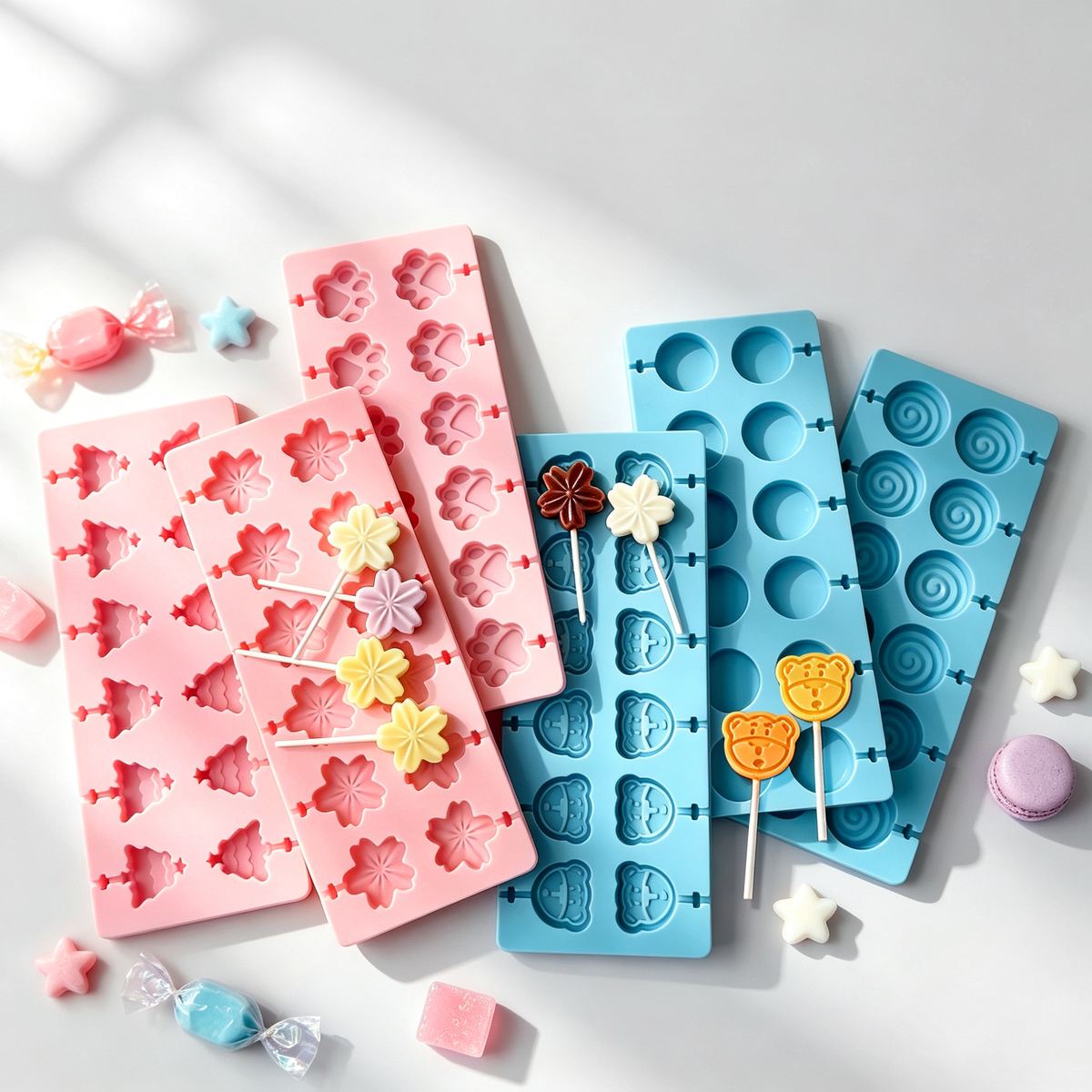 Hard-candy and lollipop silicone tray