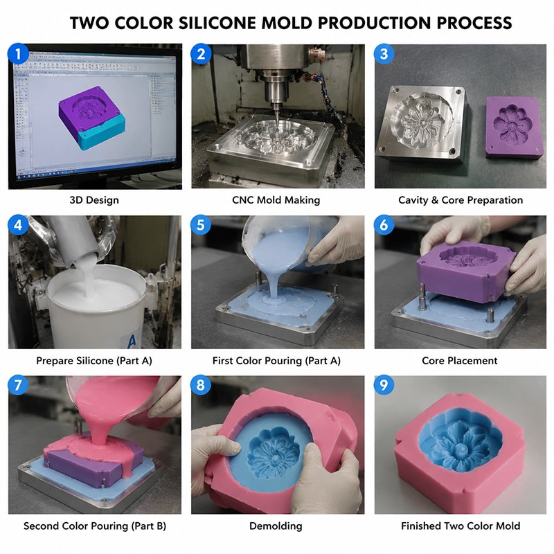Two-color molded silicone part