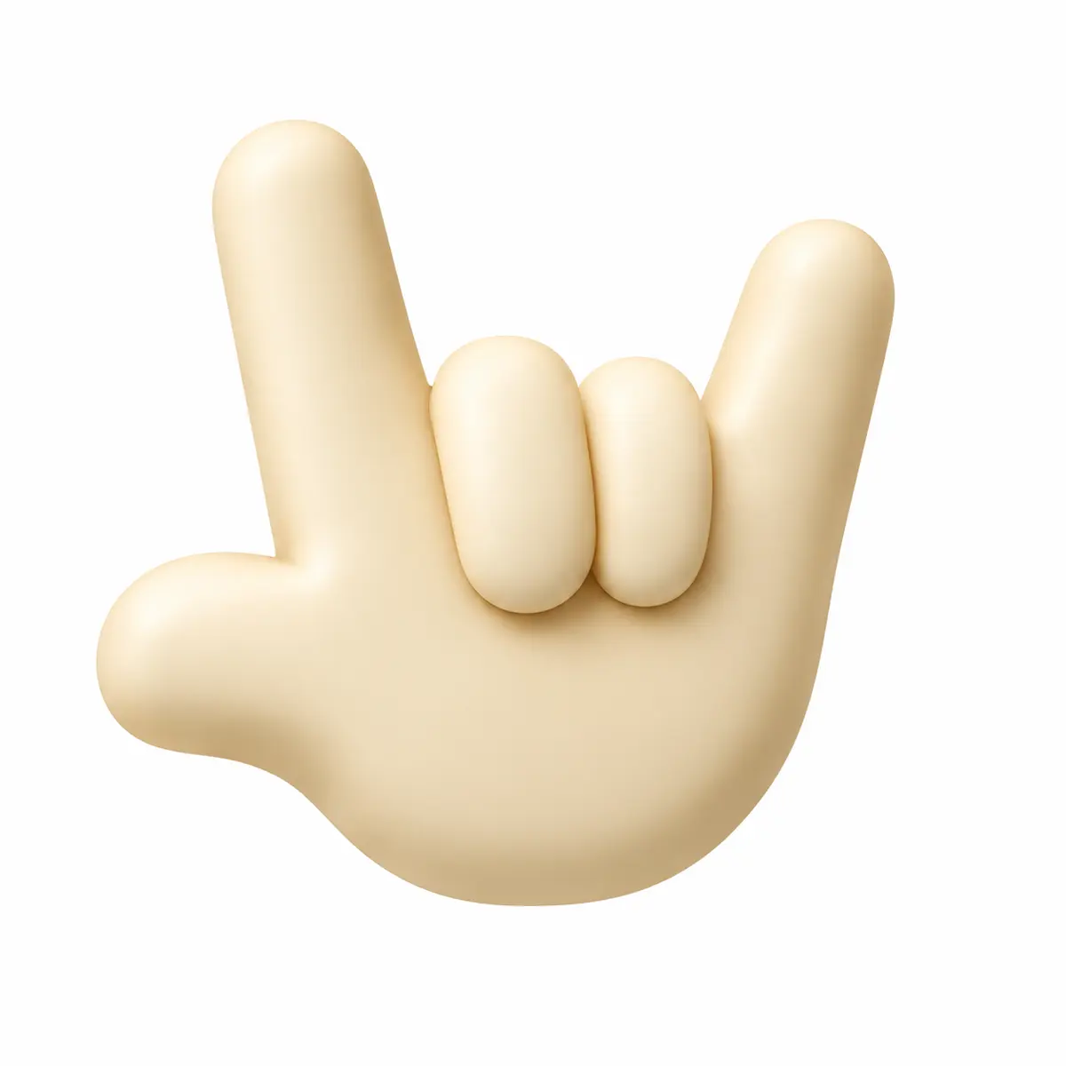 Beige concept render of an ILY handshape with the wrist omitted
